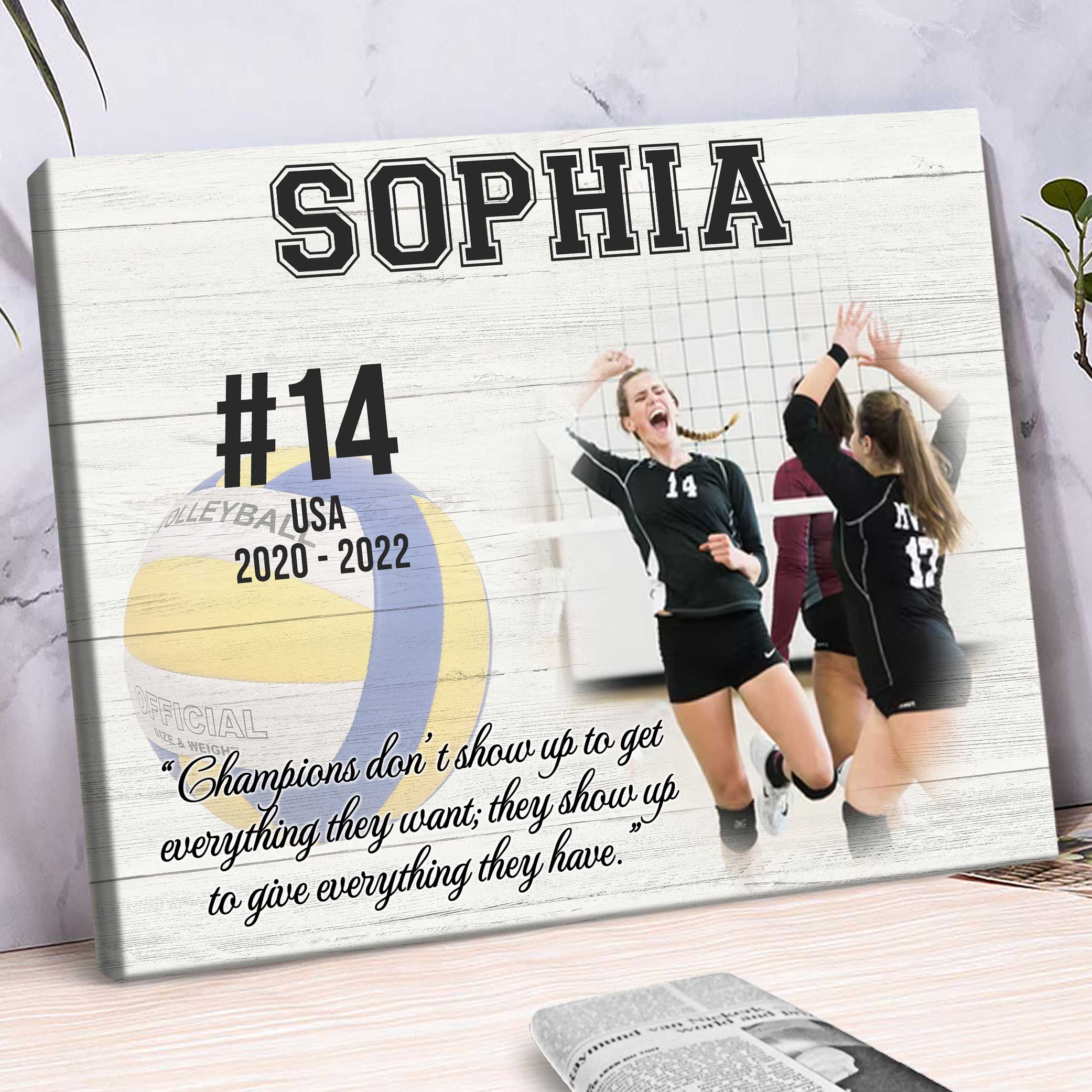 Personalized Volleyball Player Photo Canvas, Graduation Gifts For Volleyball Players, Senior Volleyball Gifts
